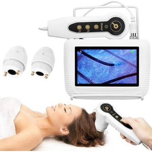 Huiddiagnose Haaranalysator, 5 Inch LCD Oplaadbare Hoofdhuiddetector Scanner Digitale Huidgezondheidsdetectie Haaranalysator Machine met 50X 200X HD Lenzen voor Thuis Salon Gebruik