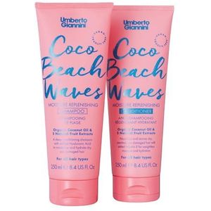 Umberto Giannini Coco Beach Waves Hydraterende Kokos Sulfaatvrije Shampoo 250ml & Voedende Conditioner 250ml - Herleeft droog, zonbeschadigd haar