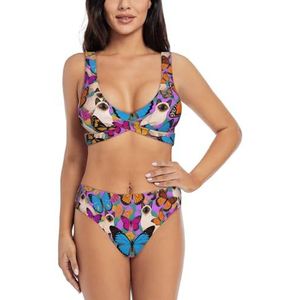 Zelinge Bikinisets met hoge taille voor dames, 2-delige badpakken, twist-front badpak S-XXL