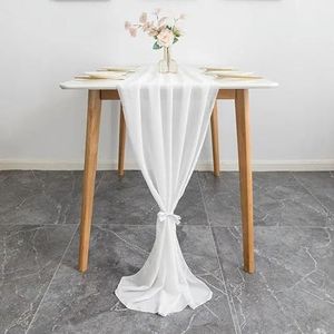 Chiffon tafelloper bruiloft tafelloper chiffon tafelloper 30 x 300 cm romantische boho tafelloper voor bruiloft, verjaardagsfeest, bruidsdecoratie