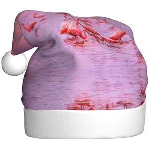 DEXNEL Kerstmutsen voor volwassenen, comfortabele kerstoutfit voor nieuwjaar feestelijke feestlevering roze flamingo's