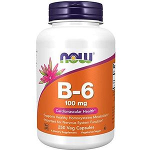 Now Foods | Vitamine B6 | 100 mg | 250 capsules | glutenvrij | sojavrij