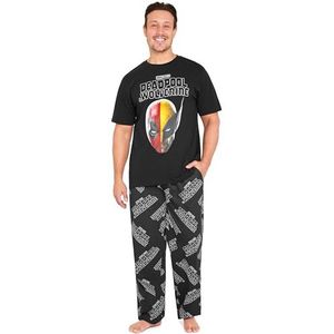 Marvel Deadpool en Wolverine heren pyjamaset, zachte, comfortabele pyjama's loungewear - cadeaus voor mannen, Zwarte Deadpool Wolverine, M