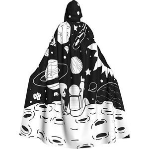 WURTON Astronaut En Alien Print Volwassen Hooded Mantel Unisex Capuchon Halloween Kerst Cape Cosplay Kostuum Voor Vrouwen Mannen