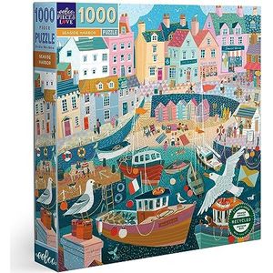eeBoo Piece & Love: Seaside Harbor - Puzzel van 1000 stukjes - Vierkante puzzel voor volwassenen, 23x23, inclusief afbeeldingsreferentie-invoegsel, glanzende stukken