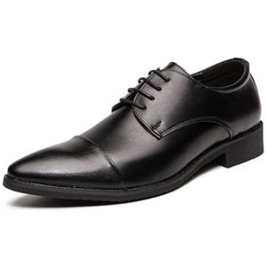 KYOESCAI Veterschoenen voor heren, casual, comfortabele Oxfords, formele zakelijke Derby-schoenen voor heren,zwart,38 EU
