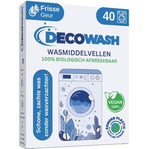 Wasmiddel Vellen (tot 80 wasbeurten) – Wasmiddel Strips Ecologisch, Hypoallergeen, Frisse Geur, Biologisch Afbreekbaar, Vegan & Zonder Plastic – Voor Gevoelige Huid, Hand- & Machinewas