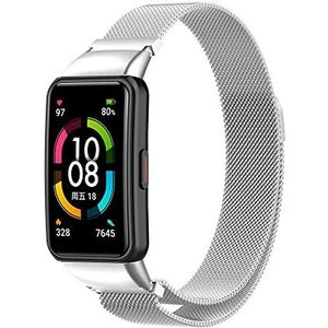 Strap-it Huawei Band 6 Milanese band (zilver)