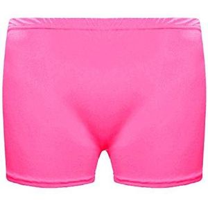 21Fashion Womens Meisjes Microfiber Hot Broek Shorts Dames Dans Gym Stretch Shorts, Neon Roze, 11-12 jaar