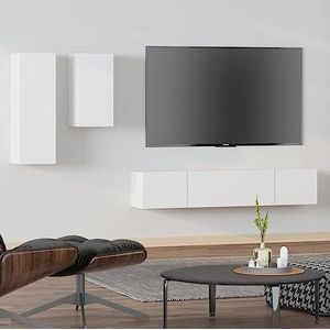CBLDF Meubels-sets-4-delige tv-kast set wit ontworpen hout