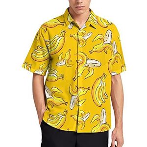 Banana Tropics Hawaiiaans shirt voor heren, zomer, strand, casual, korte mouwen, button-down shirts met zak