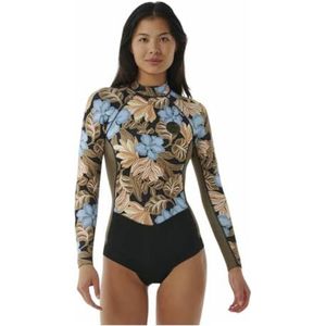 2024 Rip Curl Womens G-Bomb Back Zip Long Sleeve Shorty Wetsuit 13AWSP - Black/Olive Rip Curl Womens Size - US 12