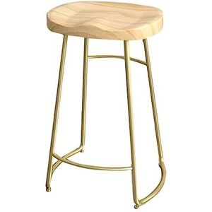 Barkrukken Houten Barkruk Met Gouden Ijzeren Poten Cafe Industriële Stijl Barstoel Restaurant Hoge Voet Kruk Barstoel Bistrokruk (Color : A, Size : 65cm)