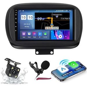 Android 14 Autoradio Navi voor F-iat 500X (2014-2020) 9-inch QLED-scherm autoradio met draadloze Carplay Android Auto GPS-navigatie met BT5.0 HIFI FM 5G-WiFi SWC RDS MIC,M120s