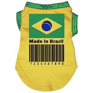 Petitebelle Brazilië vlag & barcode gele puppy hond katoenen shirt, Small, Geel