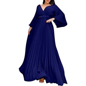 Maxi-jurken voor dames met lange mouwen, galajurken voor vrouwen, baljurk, damestaille, slanke diepe V-hals, grote maten, avondjurk voor dames, effen vloerlengte, vloeiende maxi-boho-jurk, elegant,