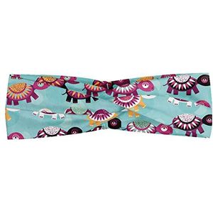 ABAKUHAUS Schildpad Hoofdband, Baby Animals Ethnic, Elastische en Zachte Bandana voor Dames, voor Sport en Dagelijks Gebruik, Pale Blue en Multicolor