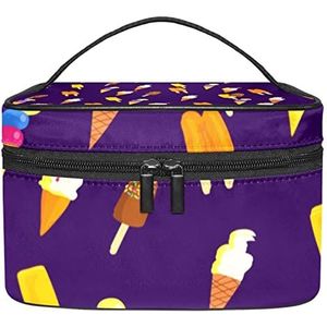 Leuke ijs make-up organizer tas, reismake-up tas organizer case draagbare cosmetische tas voor vrouwen en meisjes toiletartikelen, Meerkleurig, 22.5x15x13.8cm/8.9x5.9x5.4in