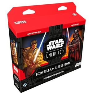 Asmodee, Star Wars: Unlimited TCG Stintilla of Rebellion, starterset 2 spelers, verzamelkaartspel voor kinderen en volwassenen, 12+ jaar, 2+ spelers, 20+ min., editie in het Italiaans