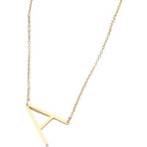Goud, zilver roestvrij staal grote 26 letters dames hanger kraag ketting dames sieraden cadeau (Color : Gold_E_50CM)