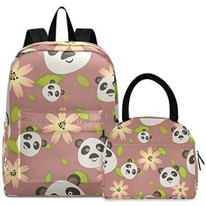 Panda-madeliefjesbloem, boekentas, lunchpakket, schouderrugzak, boekentas, kinderrugzak, geïsoleerde lunchbox-tas voor meisjes en jongens, Patroon., Medium