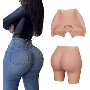Adima Crossdresser Siliconen Nep Butt Broek Realistisch Heup Opheffend Gewatteerd Slipje Open Kruis Ademend Slipje voor Vrouwen,Tan color,M2