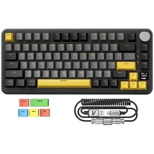 MAMBASNAKE x ATTACK SHARK X85PRO Pakking Mechanisch Toetsenbord, 75% Draadloos Gamingtoetsenbord met TFT Screen&CNC Knop, 2,4Ghz/BT5.1/USB-C, 5 Laags Vulling,Hot-Swap Linear Switch,RGB,for PC,MAC,QMK