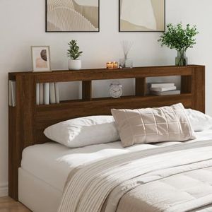 AUUIJKJF Bedden en accessoires LED hoofdeinde bruin eiken 200 cm ontworpen houten meubels