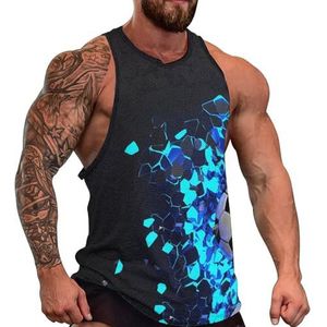 Voetbal Breaking Clear Blue Heren Tank Top Grafische Mouwloze Bodybuilding Tees Casual Strand T-Shirt Grappige Gym Spier