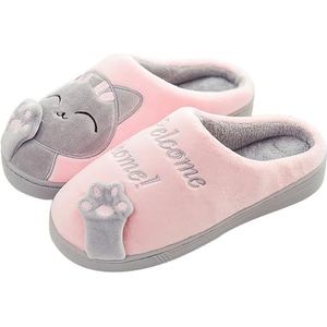 Slippers dames/heren winter lichtgewicht winter warme pantoffels zachte comfortabele pluche pantoffels knuffelige dieren pantoffels (Color : Pink, Size : 44-45/28CM)
