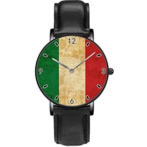 Vintage Italiaanse Horloges Persoonlijkheid Business Casual Horloges Mannen Vrouwen Quartz Analoge Horloges, Zwart