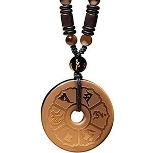 Obsidiaan kettingen, Natuurlijke Obsidiaan zes-woord mantra veilige gesp hanger ketting