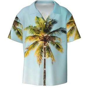 YJxoZH Palm Tree Print Heren Jurk Shirts Casual Button Down Korte Mouw Zomer Strand Shirt Vakantie Shirts, Zwart, XL
