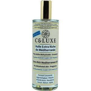 Extra rijke mediterrane olie, 99,5% natuurlijk, zwangerschap, droge vochtarme huid, anti-striemen, hydrateert, voedt en beschermt je huid (hypoallergene geur)