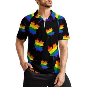 Canada LGBT Pride heren golfpoloshirts klassieke pasvorm T-shirt met korte mouwen bedrukt casual sportkleding top 2XL