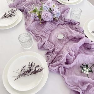 Tafelloper van gaas, semi-transparante kaasdoek for op tafel, diner, feest, kerst, banketten, bogen, taartdecoratie(Purpur)
