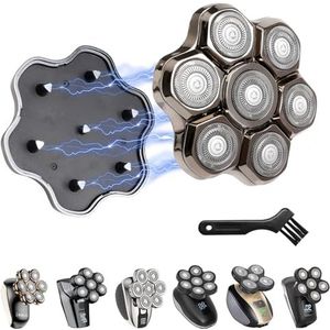 Magnetische 7D Blade Vervangende Koppen, Universele Scheerapparaat Vervangende Messen Compatibel met Freebird Head Shaver, 7 Blades Scheerhoofd voor Mannen Vrijheid Scheren, Hoofd en Gezicht
