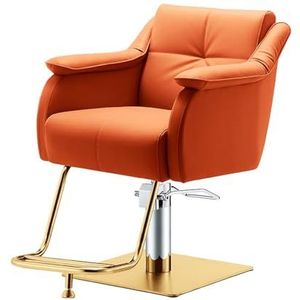 Salonstylingstoel voor haarstylisten, verstelbare haarstylingstoel, PU, ​​360 graden rollende beautyapparatuur voor thuis en in de kapperszaak(Orange,Gold)