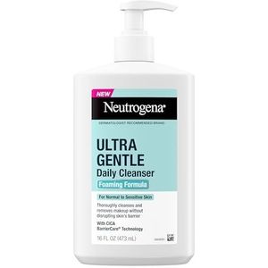 Neutrogena Ultrazachte dagelijkse gezichtsreiniging voor de gevoelige huid, olievrij, zeepvrij, hypoallergeen en niet-comedogeen schuimende gezichtsreiniger voor het verwijderen van vuil, make-up en