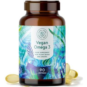 Vegan Omega 3-80 plantaardige Omega 3 softgels - EPA 200 mg en DHA 150 mg uit algenolie - Algen Omega 3 alternatief voor omega 3 visolie - Ondersteunt het hart - Alpha Foods