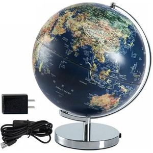 Wereldbollen Globes Led-verlichting Globes for kinderen en volwassenen, grote wereldbollen Desktop Educatieve Globes Marineblauwe Globes 12 Inch Educatieve (Color : 25cm a)