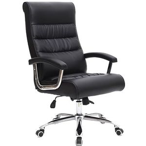 Bureaustoel Computerstoel Ergonomische Computerstoel Ingebouwde Veerzittas PU-lederen Bureaustoel Met Hoge Rugleuning Boogvoet Computerstoel (Color : Black, Size : 104 * 65 * 46cm)