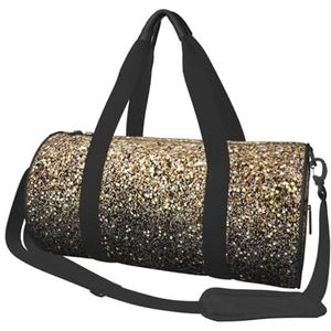 Gouden Glitter Zwart Goud Dots, Grote Capaciteit Reizen Plunjezak Ronde Handtas Sport Reistas Tote Bag Fitness Bag, zoals afgebeeld, Eén maat