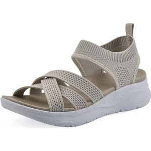 WHITE MOUNTAIN Charry sandaal voor dames, Taupe stof, 4.5 UK, Taupe Stof, 37.5 EU
