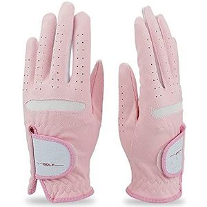 QUYNAGER Golfhandschoenpakket 1 paar dames golfhandschoenen roze micro zachte vezel ademende anti-slip linker- en rechterhand sporthandschoenen dames golfhandschoenen (kleur: roze, maat: 19 medium