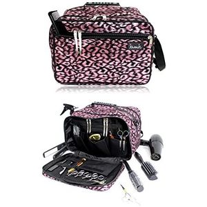 Kassaki Pro Kappers Tas Kapper Tool Draagtas Haar Apparatuur Salon Opslag Reistas Roze Luipaard, Roze Luipaard, Modern design