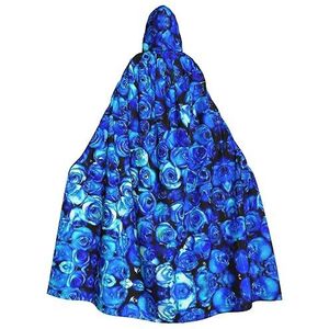 WURTON Halloween Kerstfeest Blauw Rose Print Volwassen Hooded Mantel Prachtige Unisex Cosplay Mantel