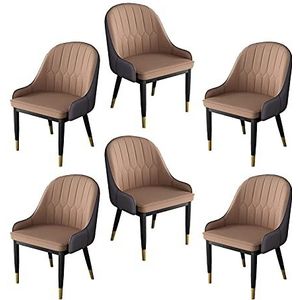 GEIRONV 43 × 44 × 89 cm eetkamerstoel set van 6, modern PU Lederen woonkamer tegenstoelen met metalen poten Keuken Lounge Side Chair Eetstoelen