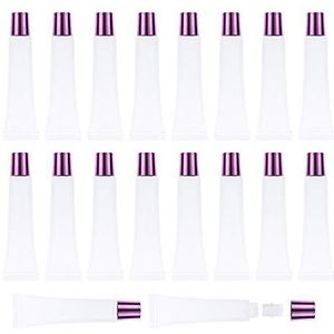 AJLTPA 50 stuks 15 ml lipgloss knijpbuizen, roze paarse lipgloss containers leeg, navulbare zachte doorzichtige buizen voor doe-het-zelf lipgloss balsem cosmetica (roze paars)