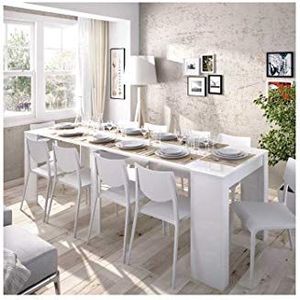 Befara Uittrekbare tafel Lexa XL - wit uittrektafel met 5 posities. Verstelbare tafel. Van bureau tot tafel voor 2 tot 10 personen. Ideaal voor gasten.